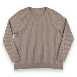 WoolOvers Merino Wool Cashmere Cable Knit Pullover Sweater Mens XXL Tan Crewneck